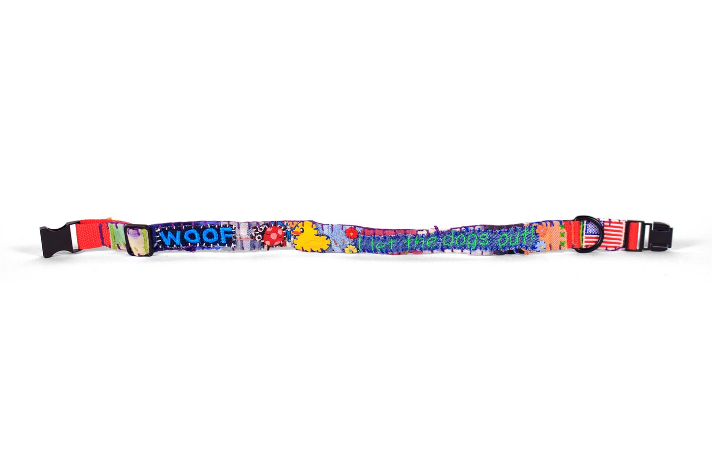 "Woof! I Let The Dogs Out!" Rag-Rug Dog Collar