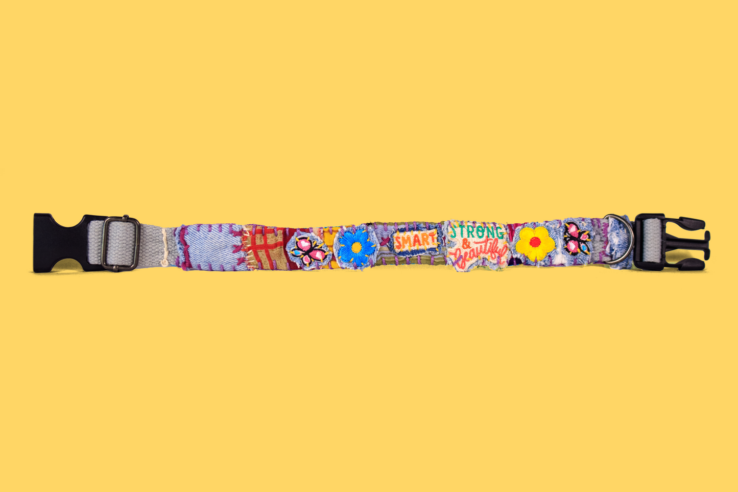 "Smart, Strong & Beautiful" Rag-Rug Dog Collar