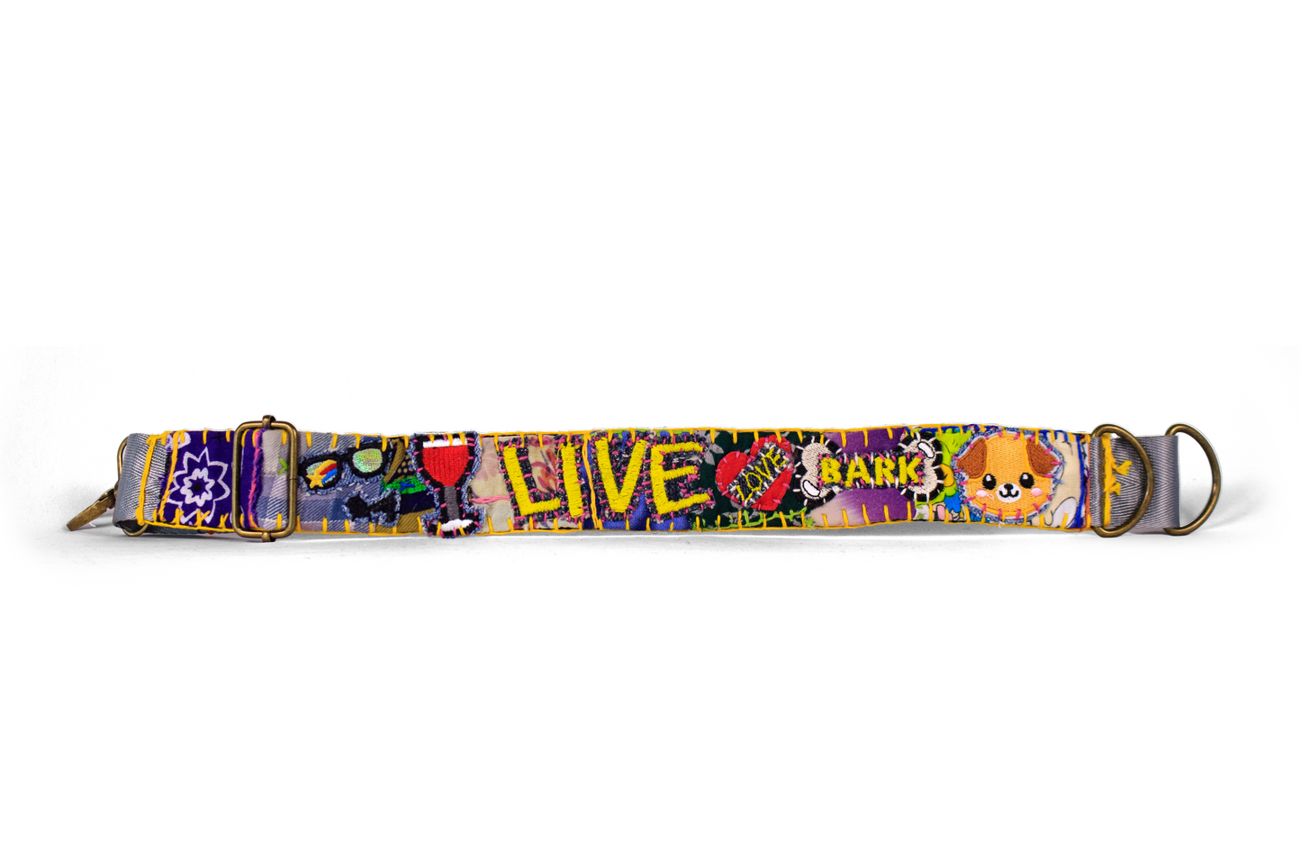 "Live, Love, Bark" Rag-Rug Dog Collar