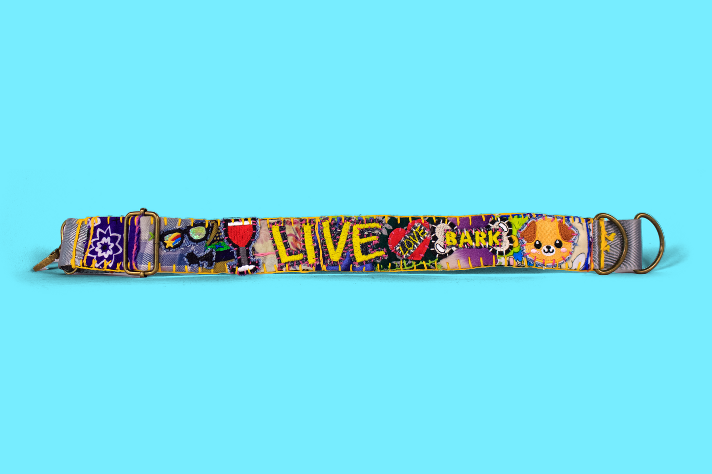 "Live, Love, Bark" Rag-Rug Dog Collar