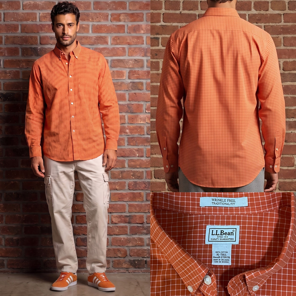 Orange Checkered L.L. Bean Button Up