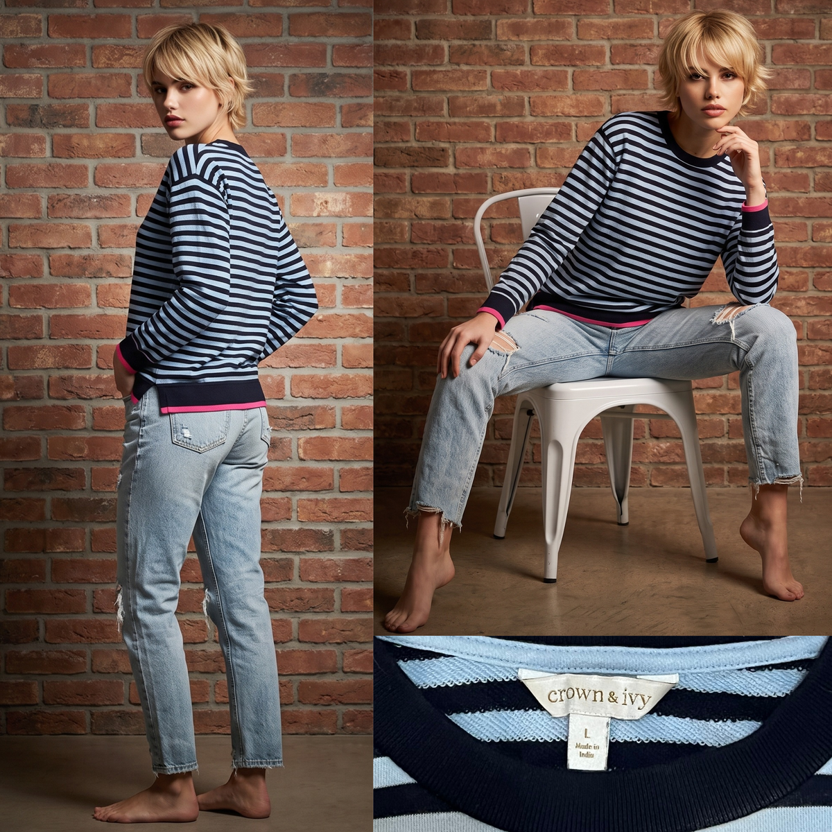 Blue Striped Sweatshirt