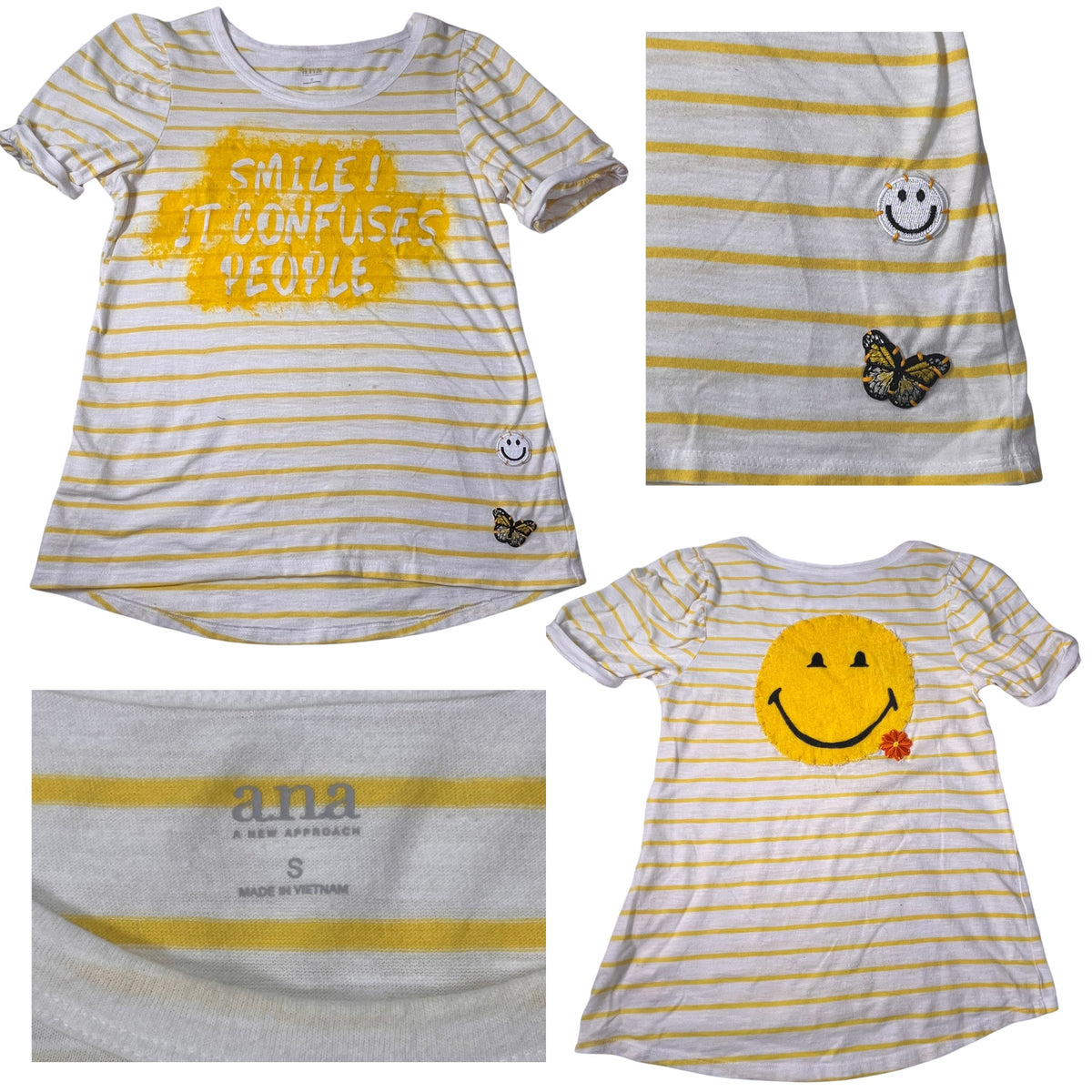 Yellow and White Hand-Painted Tee