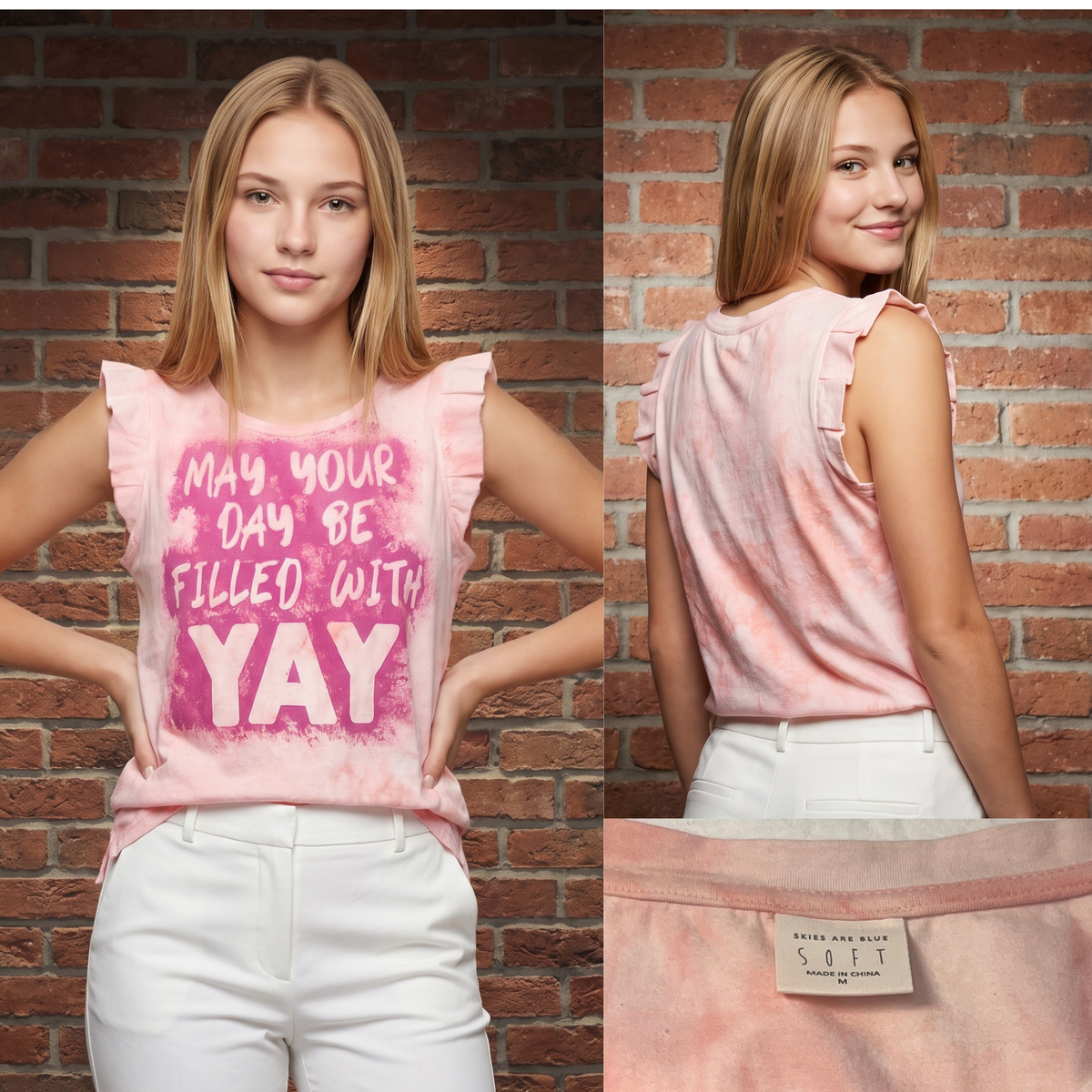 Tie Dye Pink Ruffled Tee