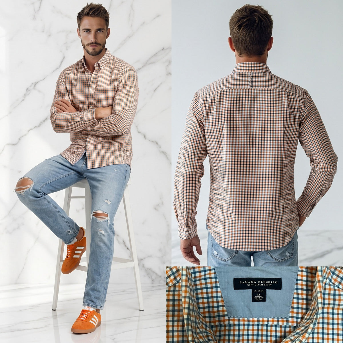 Orange and Blue Button Up