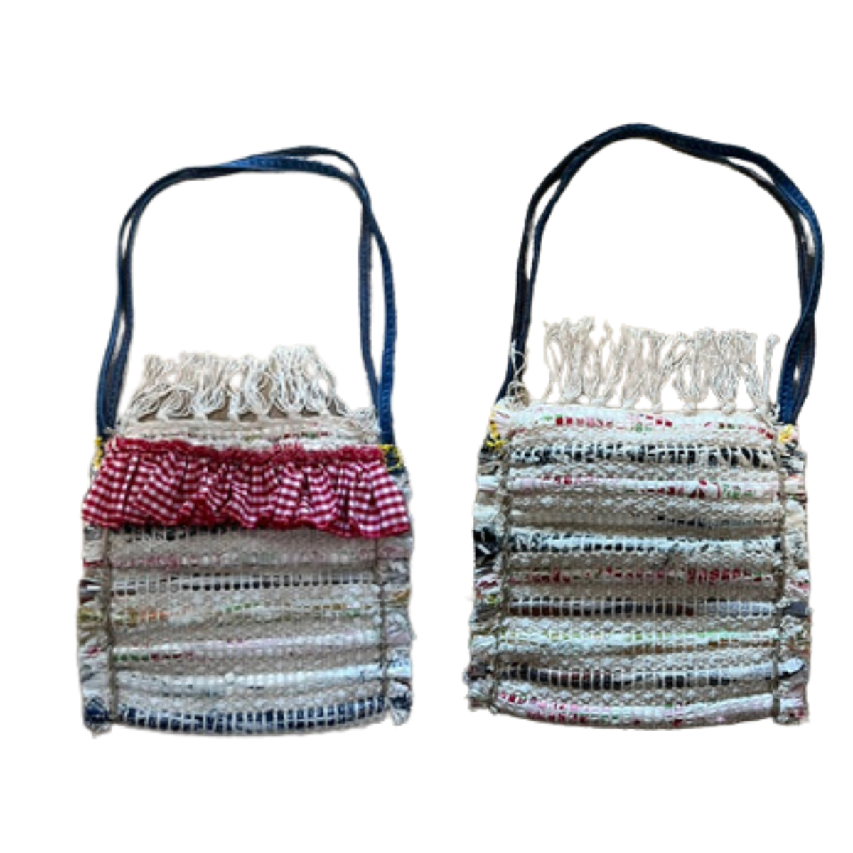 Small Beige and White Rag Rug Purse