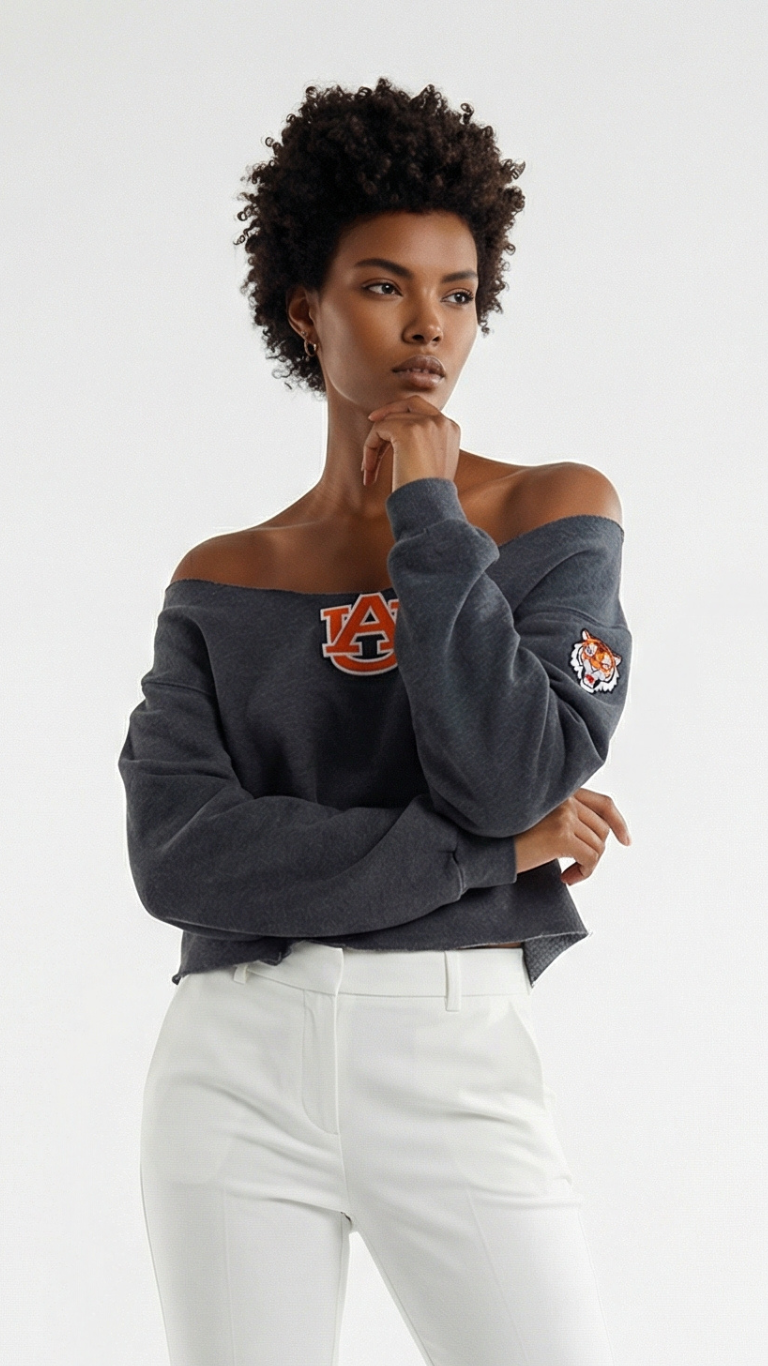 Off-Shoulder Auburn Sweatshirt