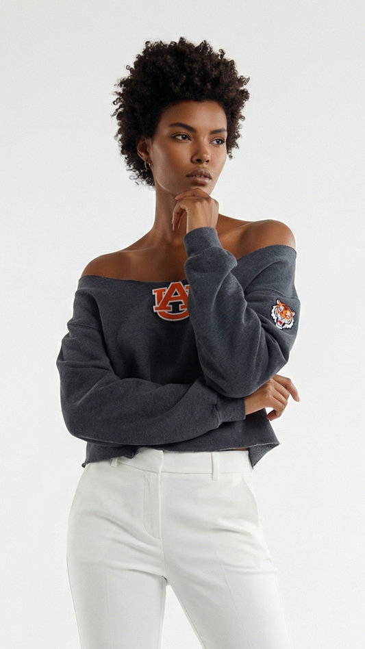 Off-Shoulder Auburn Sweatshirt