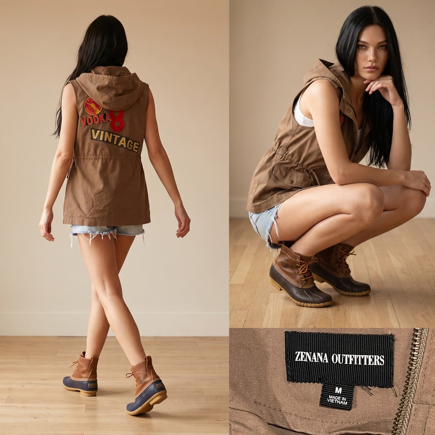 Brown Hoodie Vest