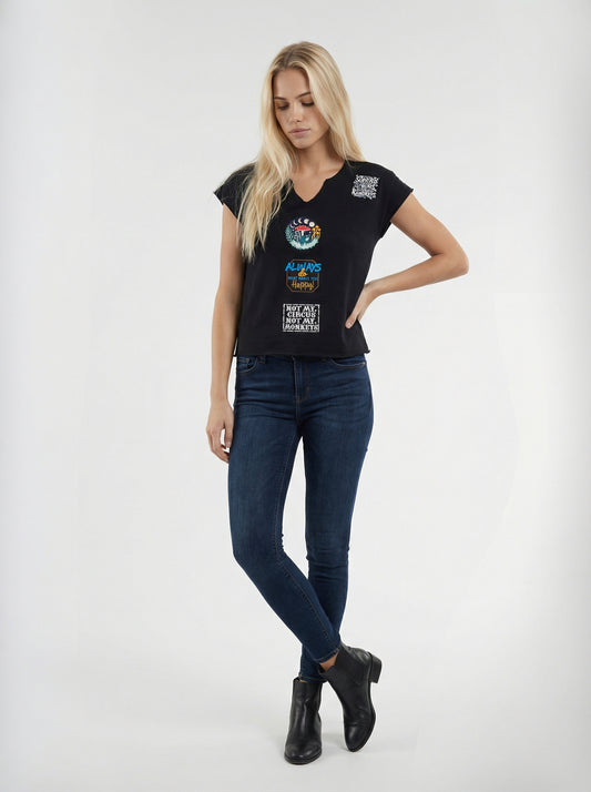 Black Cropped Patch Sweatshirt