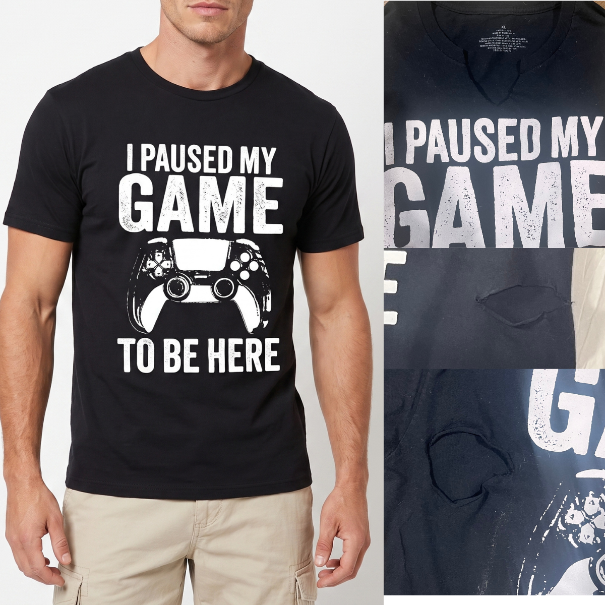 I Paused My Game Black Tee