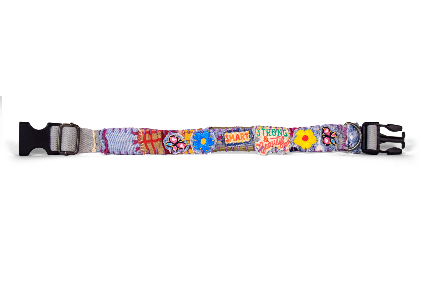 "Smart, Strong & Beautiful" Rag-Rug Dog Collar