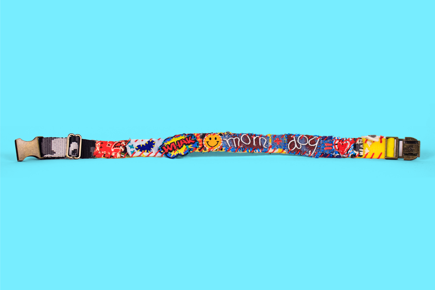 "Mom + Dog = ♥" Rag-Rug Dog Collar