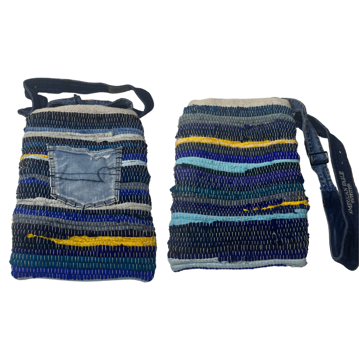 Bag Rag Rug Blue Denim Pocket