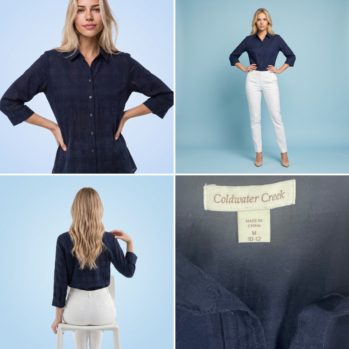 Navy Long Sleeve Blouse