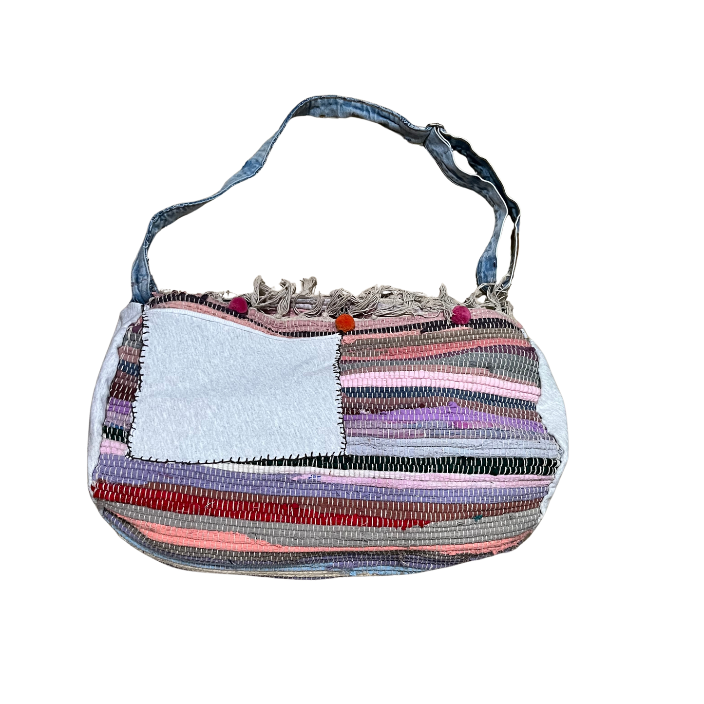 Large Multi-Colored Rag Rug Old Gym Bag