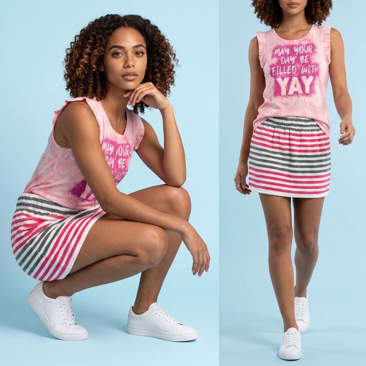 Towel Striped Tube Top/Skirt