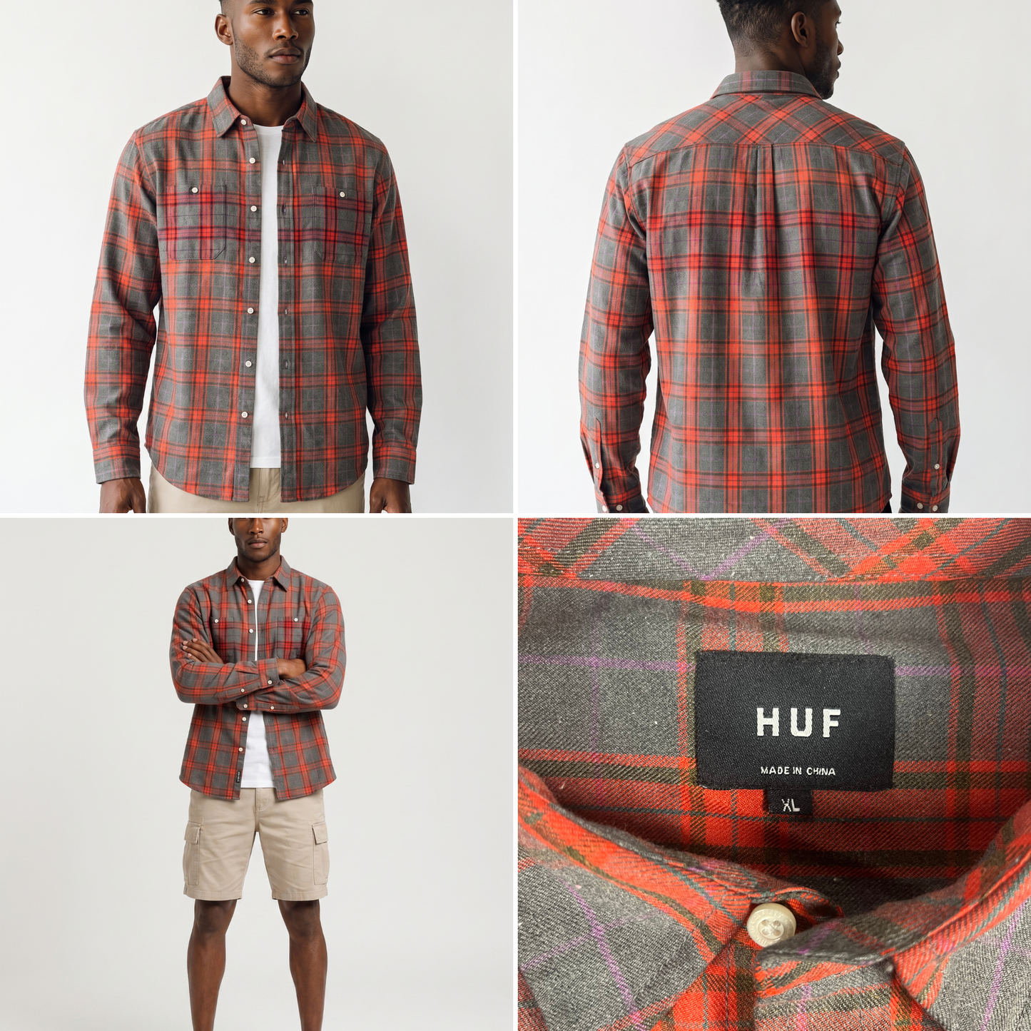 HUF Red and Gray Plaid