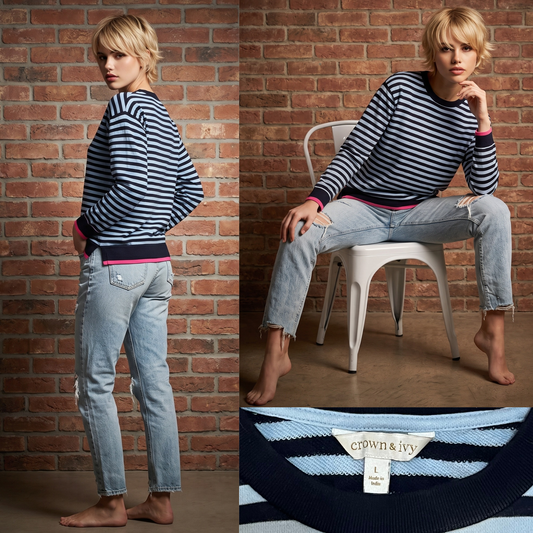 Blue Striped Sweatshirt