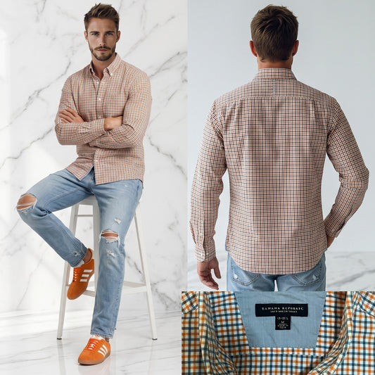 Orange and Blue Button Up